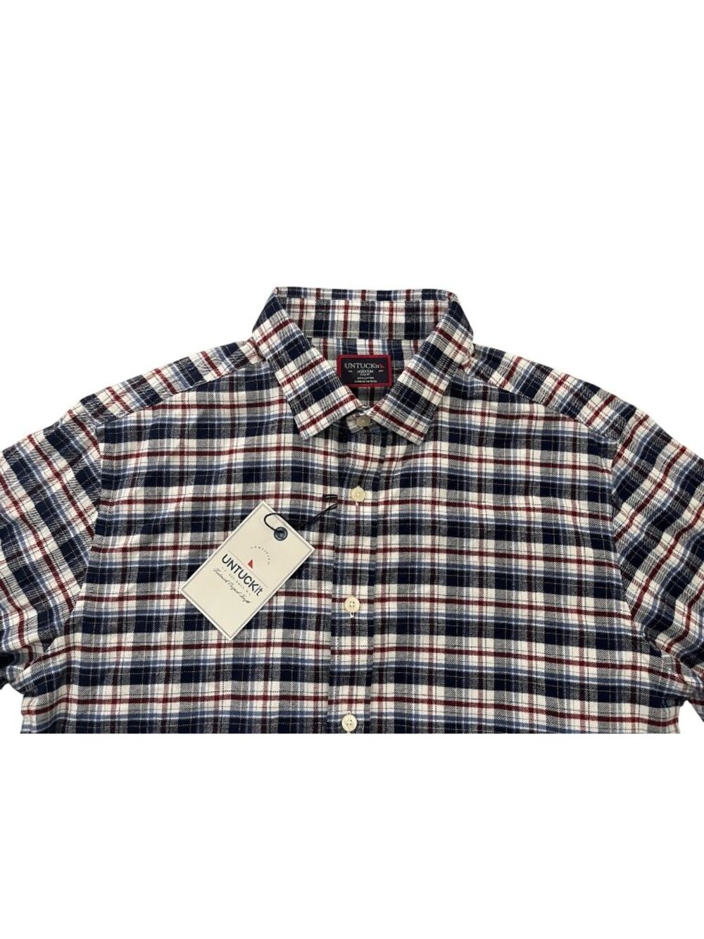 Mens NWT UNTUCKit Long Sleeve Button Up Shirt Multicolor Plaid Gingham M Slim